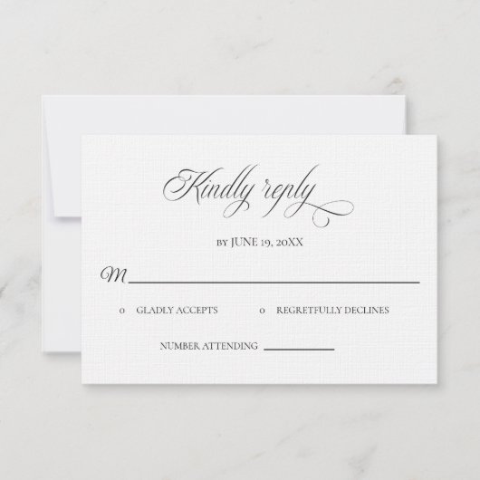 Classic Black and White Wedding RSVP card Karte (Vorderseite)