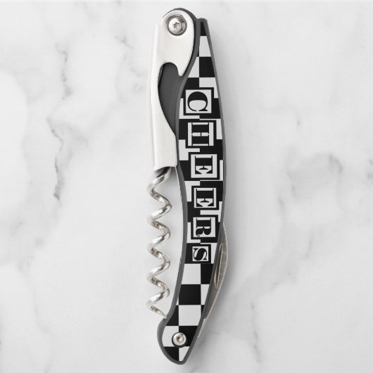 Classic Black and White Wine Corkscrew Kellnermesser (Vorderseite)