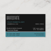 Classic Black Aquamarin White Einfach und Beruflic Visitenkarte (Rückseite)