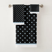 CLASSIC BLACK BLUE SPOT BADEZIMMER TOWM SET (Insitu)