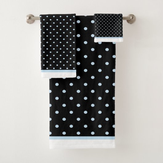 CLASSIC BLACK BLUE SPOT BADEZIMMER TOWM SET (Insitu)