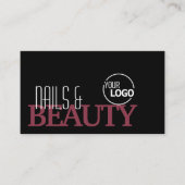 Classic Black Burgundy Einfach Stilvoll mit Logo Visitenkarte (Vorderseite)