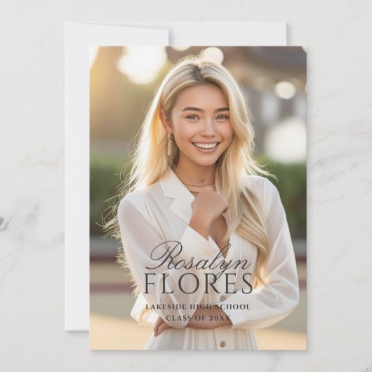 Classic Black Calligraphy Abschluss Ankündigung (Vorderseite)