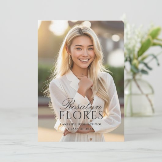 Classic Black Calligraphy Abschluss Einladung (Stehend Vorderseite)