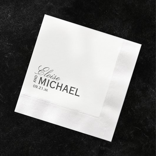 Classic Black Calligraphy Formal Wedding Serviette