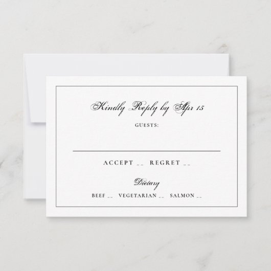 Classic Black Calligraphy Monogram Frame Wedding RSVP Karte (Vorderseite)