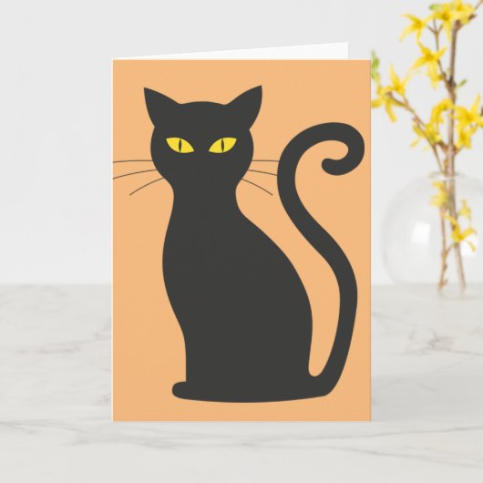 Classic Black Cat Grußkarte Karte (Gelbe Blume)