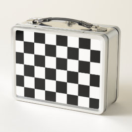 Classic black checkerboard metall brotdose