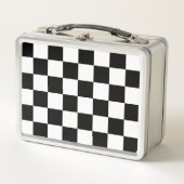 Classic black checkerboard metall brotdose (Vorderseite)