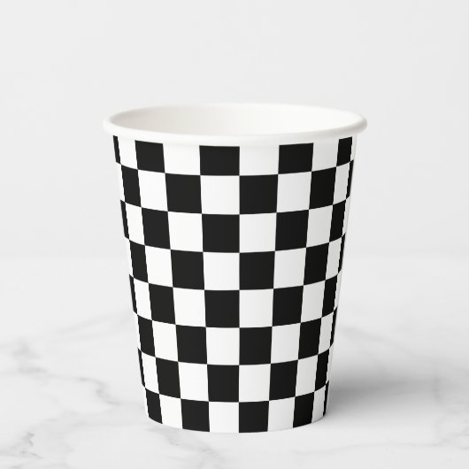 Classic black checkerboard pappbecher (Rückseite)