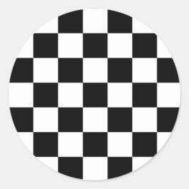 Classic black checkerboard runder aufkleber