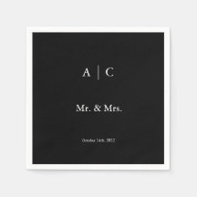 Classic Black Customized Wedding Cocktail Napkin