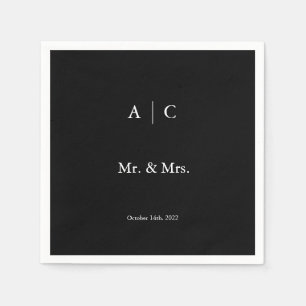 Classic Black Customized Wedding Cocktail Napkin Serviette