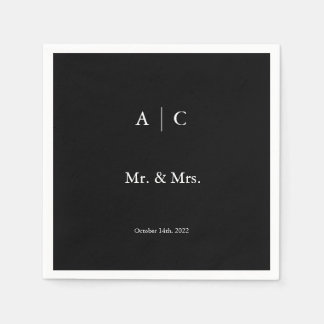 Classic Black Customized Wedding Cocktail Napkin Serviette