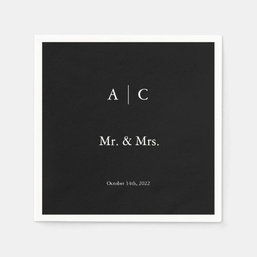 Classic Black Customized Wedding Cocktail Napkin Serviette (Vorderseite)