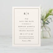 Classic Black & Ecru Monogram Foto Save The Date (Stehend Vorderseite)