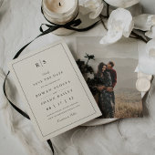 Classic Black & Ecru Monogram Foto Save The Date