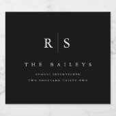 Classic Black & Ecru Monogram Wedding Alkoholflaschenetikett (Einzelnes Label)