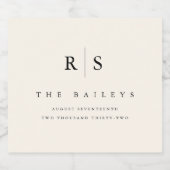 Classic Black & Ecru Monogram Wedding Alkoholflaschenetikett (Einzelnes Label)