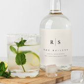 Classic Black & Ecru Monogram Wedding Alkoholflaschenetikett