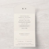 Classic Black & Ecru Monogram Wedding All In One Einladung (Innen Boden)