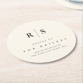 Classic Black & Ecru Monogram Wedding Bar Runder Pappuntersetzer (Angewinkelt)