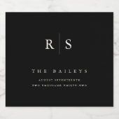 Classic Black & Ecru Monogram Wedding Bierflaschenetikett (Einzelnes Label)