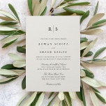 Classic Black & Ecru Monogram Wedding Einladung<br><div class="desc">Ein elegantes,  erstklassiges Monogramm-Detail ziert die Spitze dieser traditionellen Hochzeitseinladungen in knusprigem Schwarz auf einem reichen,  cremefarbenen Elfenbeinhintergrund. Eine zeitlose Wahl für elegante Hochzeiten,  mit schönen traditionellen Schriften und einer formalen Anordnung.</div>