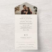 Classic Black & Ecru Monogram Wedding Foto All In One Einladung (Innen Boden)