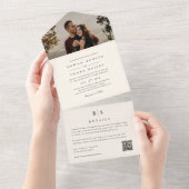 Classic Black & Ecru Monogram Wedding Foto All In One Einladung (Abreißen)