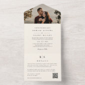 Classic Black & Ecru Monogram Wedding Foto All In One Einladung (Innen Boden)