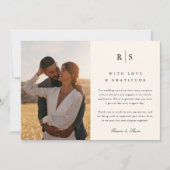 Classic Black & Ecru Monogram Wedding Foto Dankeskarte (Vorderseite)