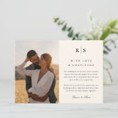 Classic Black & Ecru Monogram Wedding Foto Dankeskarte (Stehend Vorderseite)