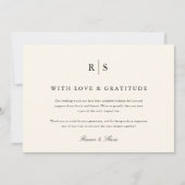 Classic Black & Ecru Monogram Wedding Foto Dankeskarte (Vorderseite)