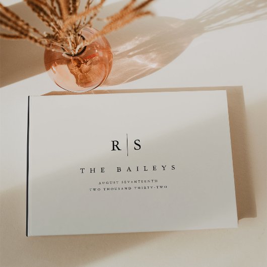 Classic Black & Ecru Monogram Wedding Gästebuch