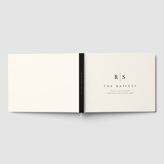 Classic Black & Ecru Monogram Wedding Gästebuch (Voll)