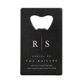 Classic Black & Ecru Monogram Wedding Geldbeutel Flaschenöffner (Vorderseite)