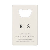 Classic Black & Ecru Monogram Wedding Geldbeutel Flaschenöffner (Vorderseite)