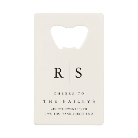 Classic Black & Ecru Monogram Wedding Geldbeutel Flaschenöffner (Vorderseite)