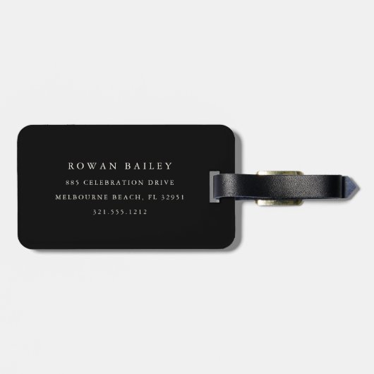 Classic Black & Ecru Monogram Wedding Gepäckanhänger (Rückseite horizontal)