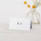 Classic Black & Ecru Monogram Wedding Platzkarte (Rückseite)