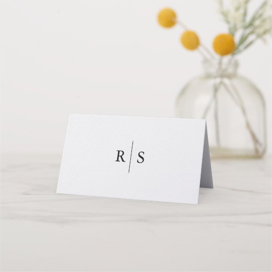 Classic Black & Ecru Monogram Wedding Platzkarte (Rückseite)