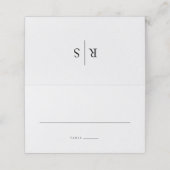 Classic Black & Ecru Monogram Wedding Platzkarte (Außenseite Aufgefaltet)