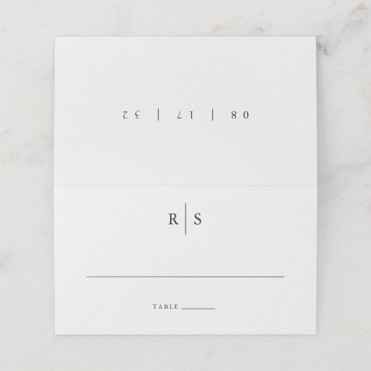 Classic Black & Ecru Monogram Wedding Platzkarte (Außenseite Aufgefaltet)