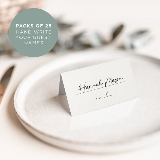 Classic Black & Ecru Monogram Wedding Platzkarte