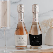 Classic Black & Ecru Monogram Wedding Schaumweinetikett