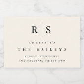 Classic Black & Ecru Monogram Wedding Schaumweinetikett (Einzelnes Label)