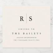 Classic Black & Ecru Monogram Wedding Schaumweinetikett (Einzelnes Label)
