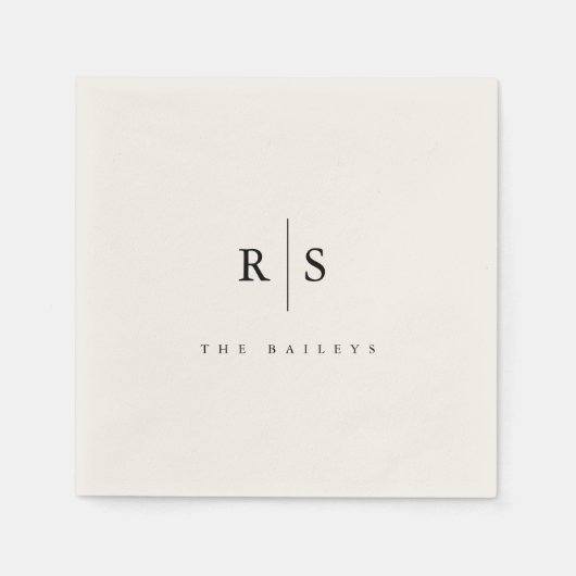 Classic Black & Ecru Monogram Wedding Serviette (Vorderseite)