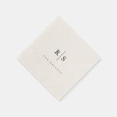 Classic Black & Ecru Monogram Wedding Serviette (Ecke)